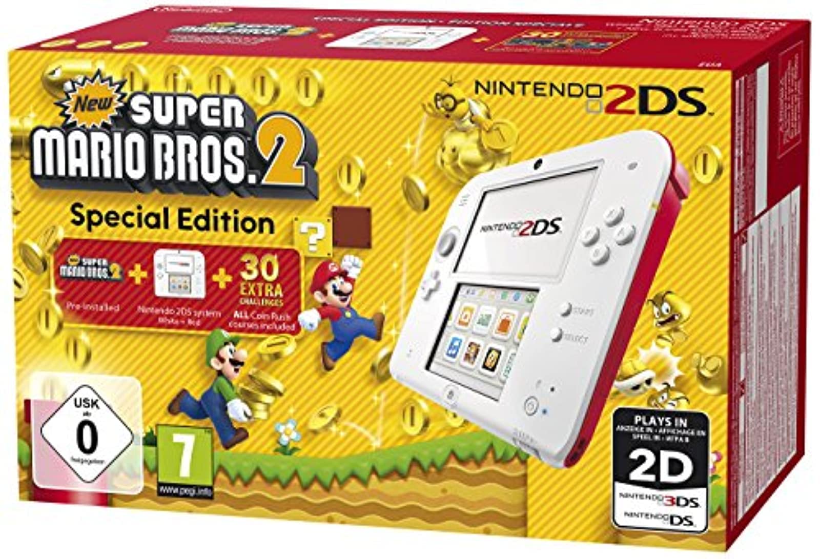 Amazon.com: Nintendo 2DS blanc-rouge + New Super Mario Bros